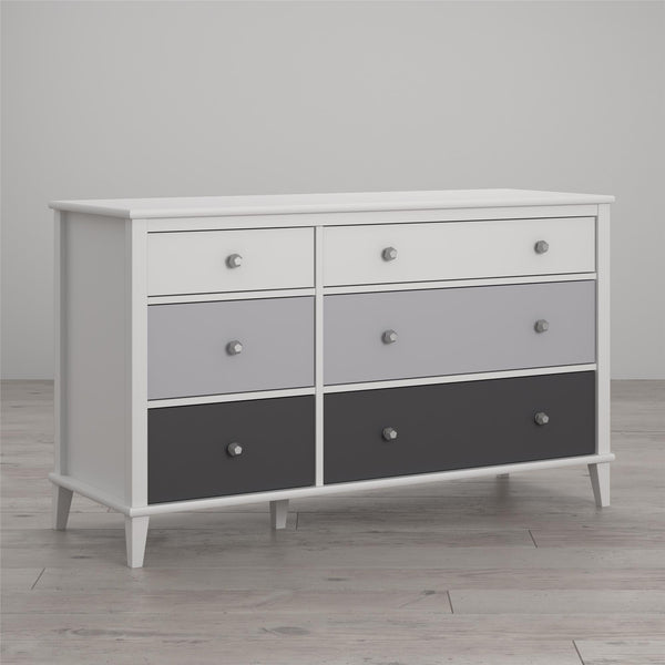 Ameriwood Home Monarch Hill Poppy White 6 Drawer Dresser With Grey Drawers
