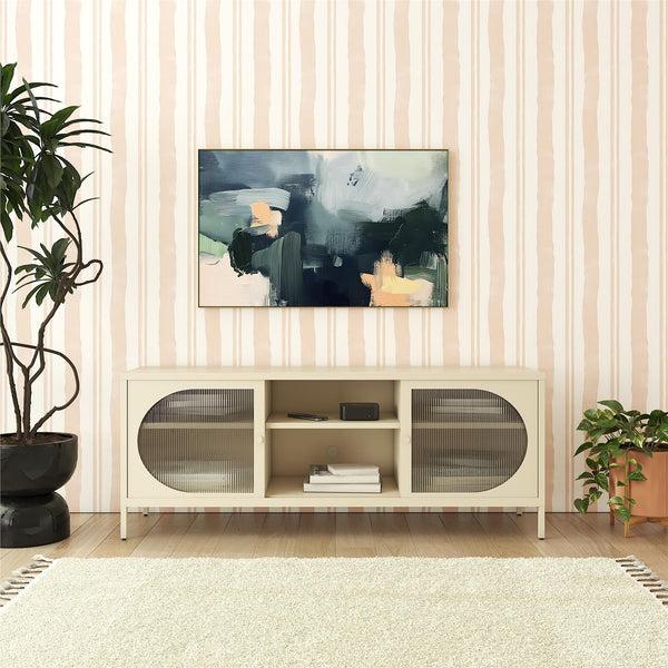Ameriwood Home Mr. Kate Luna Metal TV Stand With Fluted Glass For 65" TVs