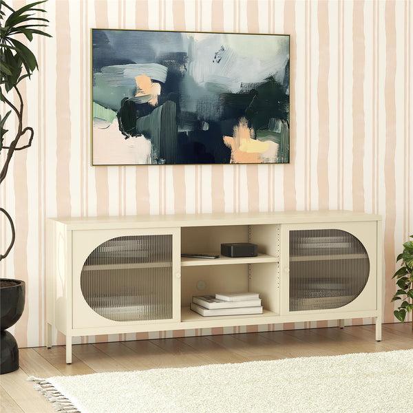 Ameriwood Home Mr. Kate Luna Metal TV Stand With Fluted Glass For 65" TVs