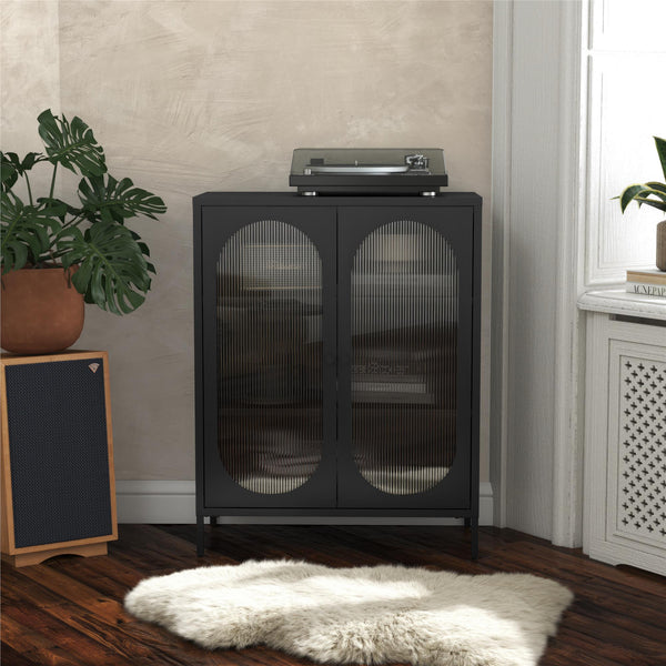 Ameriwood Home Mr. Kate Luna Short 2-Door Accent Cabinet With Fluted Glass