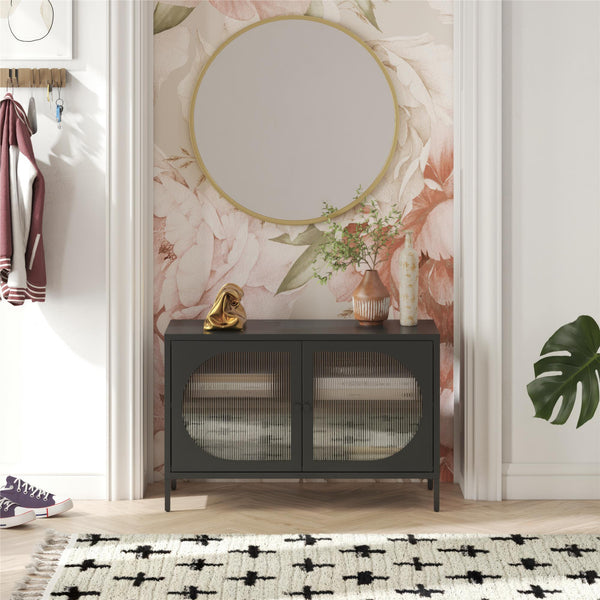 Ameriwood Home Mr. Kate Luna Wide 2-Door Accent Cabinet With Fluted Glass