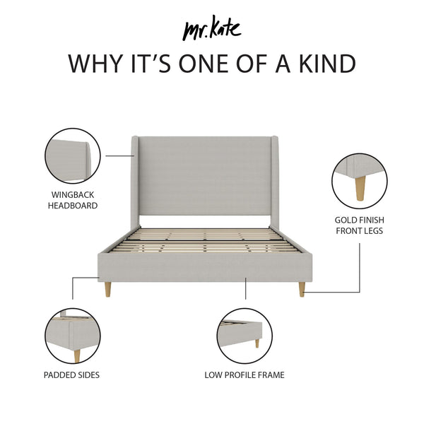 Ameriwood Home Mr. Kate Tess Upholstered Wingback Bed