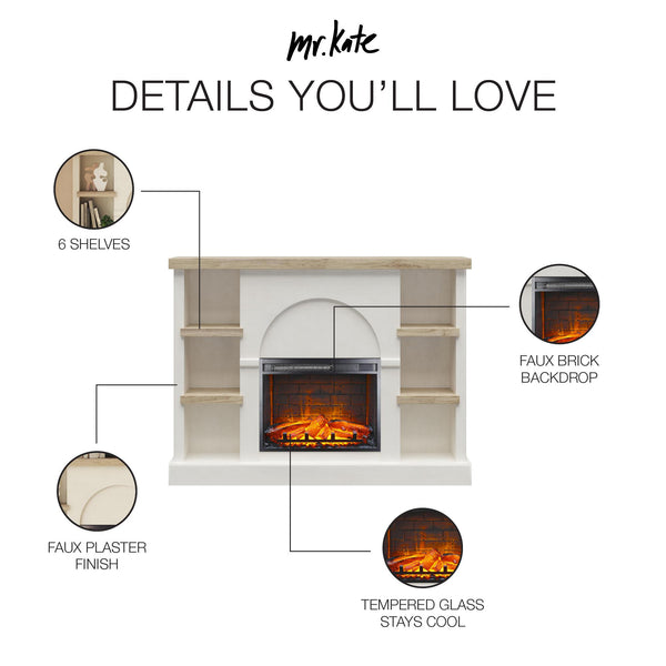 Ameriwood Home Mr. Kate Winston Fireplace Mantel With Built-in Bookshelves
