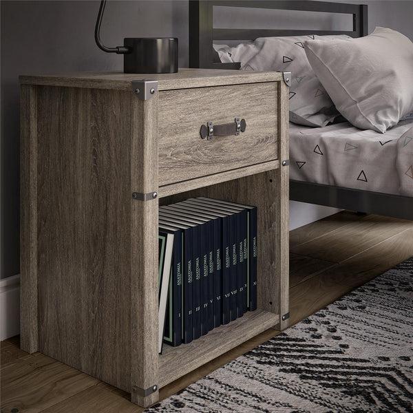 Ameriwood Home Nova 1 Drawer Storage Nightstand Gray Oak