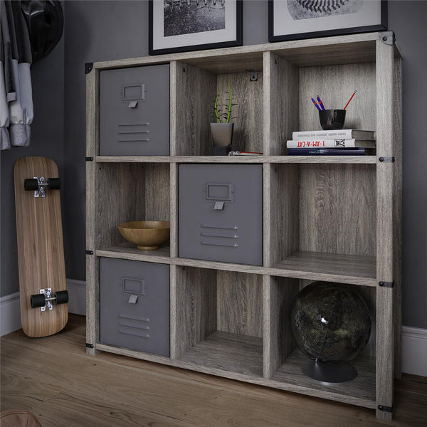 Ameriwood Home Nova 9 Cube Storage Bookcase - Grey Oak