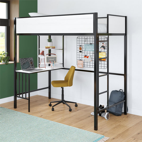 Ameriwood Home Novogratz Axel Twin Loft Bed With Desk & Shelves