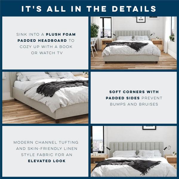 Ameriwood Home Novogratz Brittany Upholstered Bed With Storage Drawers