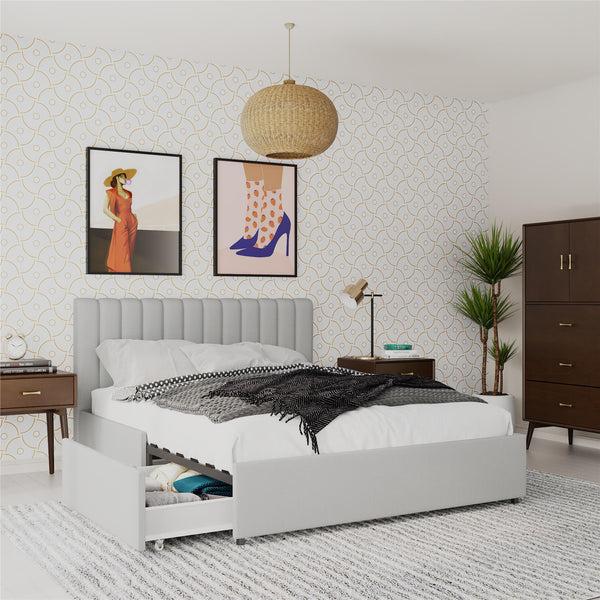 Ameriwood Home Novogratz Brittany Upholstered Bed With Storage Drawers