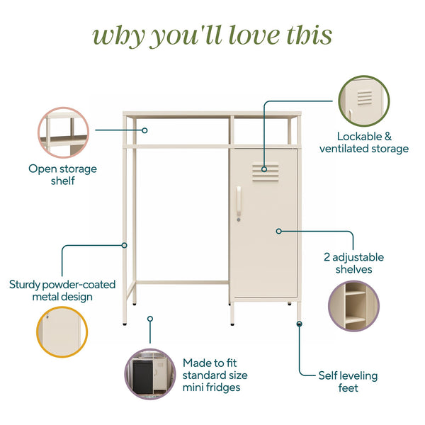 Ameriwood Home Novogratz Cache Metal Locker-Style Mini Refrigerator Organizer