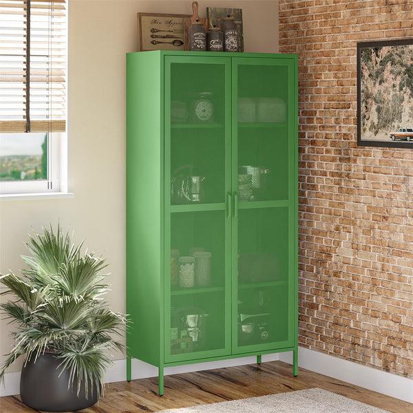 Ameriwood Home Novogratz Channing Tall 2 Door Storage Cabinet-Mesh Metal Locker