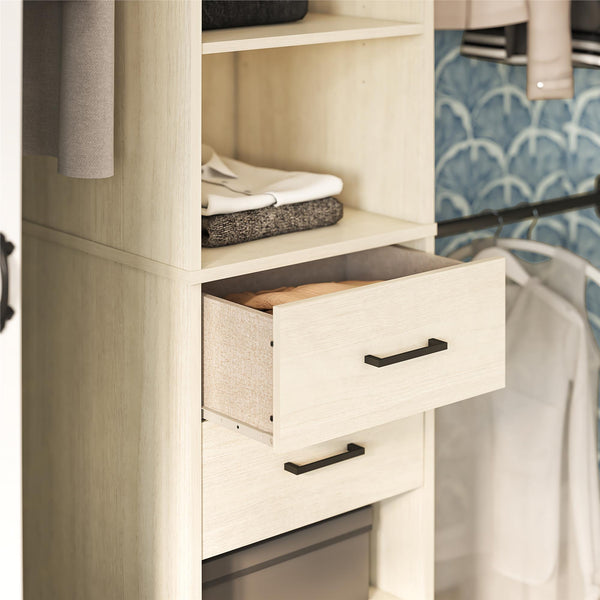 Ameriwood Home Novogratz Kelly 5 Shelf / 2 Drawer Closet Organizer With 3 Adjustable Hanging Rods