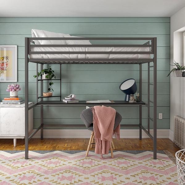 Ameriwood Home Novogratz Maxwell Metal Loft Bed With Desk & Shelves