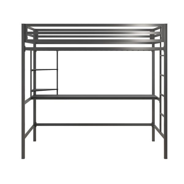 ameriwood home Novogratz Maxwell Metal Loft Bed with Desk & Shelves