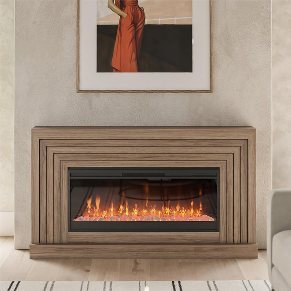 Ameriwood Home Novogratz Monroe Wide Mantel Stone And Crystal Electric Fireplace