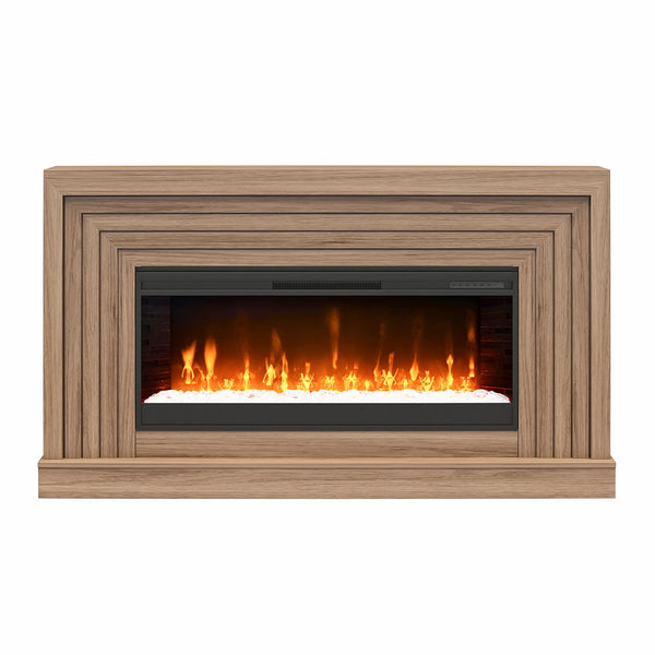 ameriwood home Novogratz Monroe Wide Mantel Stone and Crystal Electric Fireplace
