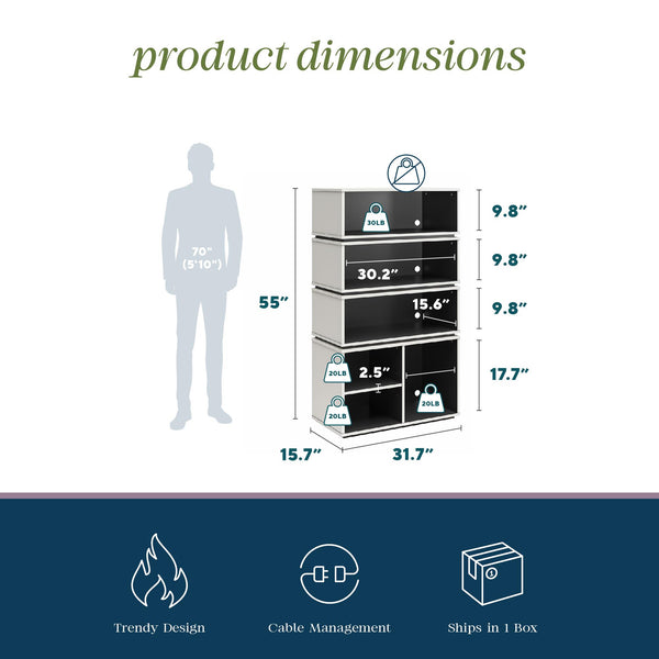 Ameriwood Home Novogratz Shadow Gaming & Collectable Display Storage Bookcase