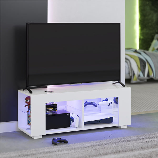 Ameriwood Home NTense LED TV Stand With Glass Shelves For TVs Up To 55"