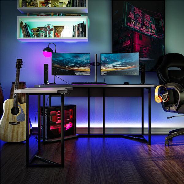 Ameriwood Home NTense Quest Gaming L Desk With CPU Stand