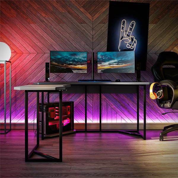 Ameriwood Home NTense Quest Gaming L Desk With CPU Stand