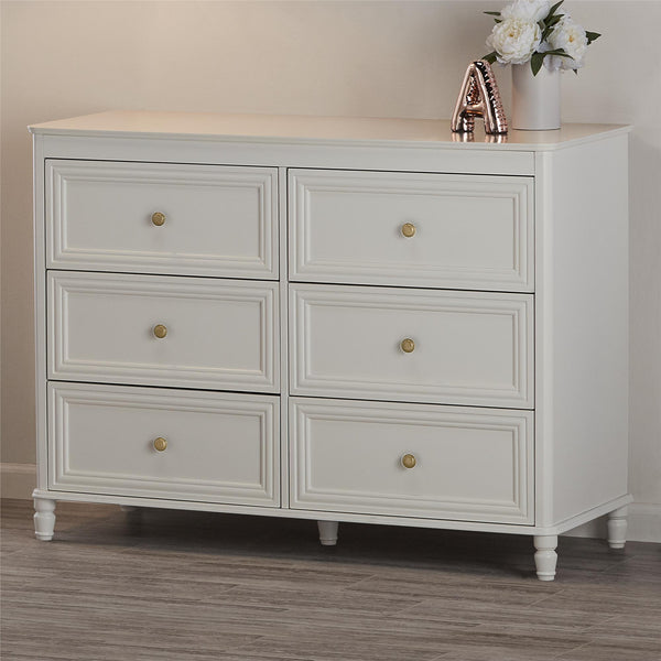 Ameriwood Home Piper Kids' 6-Drawer Dresser Ivory White