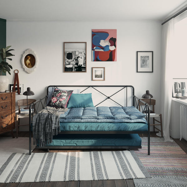 Ameriwood Home RealRooms Ally Metal Farmhouse Daybed With Trundle