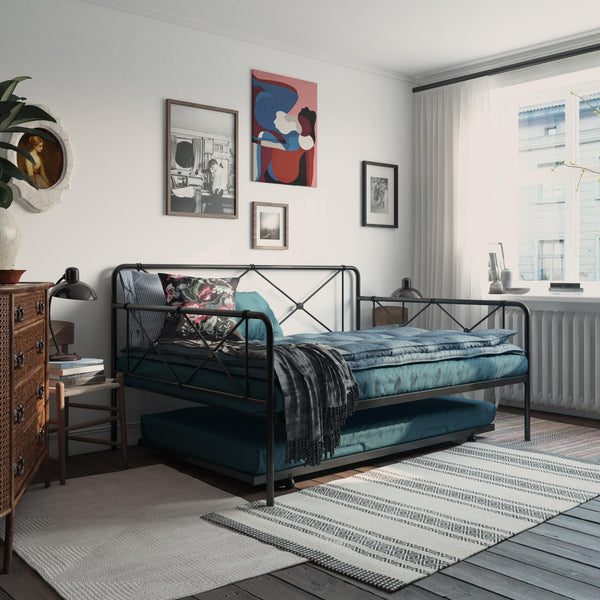 Ameriwood Home RealRooms Ally Metal Farmhouse Daybed With Trundle