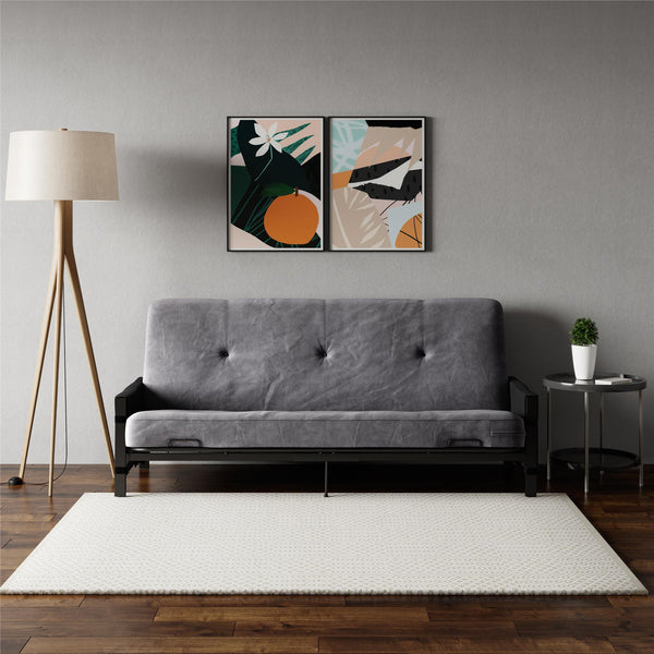 Ameriwood Home RealRooms Avanti Black Metal Futon Frame With Storage Pockets