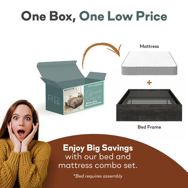 Ameriwood Home RealRooms DreamSaver Platform Bed Frame And Mattress Set
