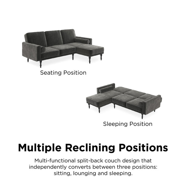 Ameriwood Home RealRooms Edison Sectional Futon Sofa Bed