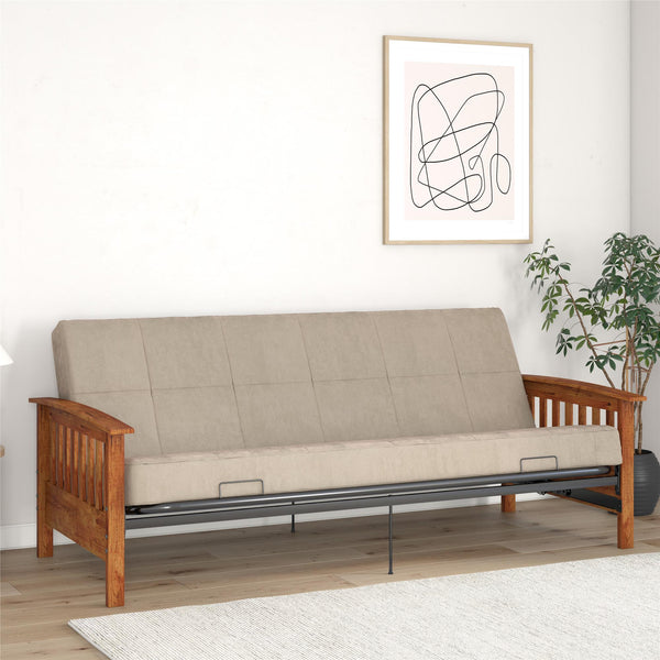Ameriwood Home RealRooms Elbi Futon Frame With Wood Arms