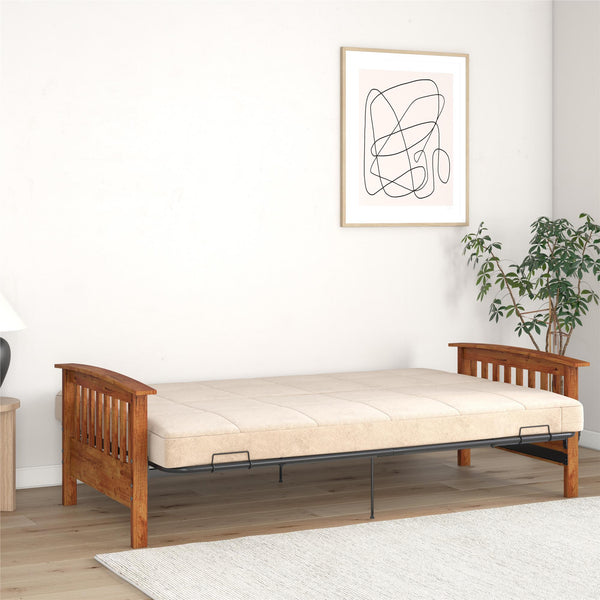 Ameriwood Home RealRooms Elbi Futon Frame With Wood Arms