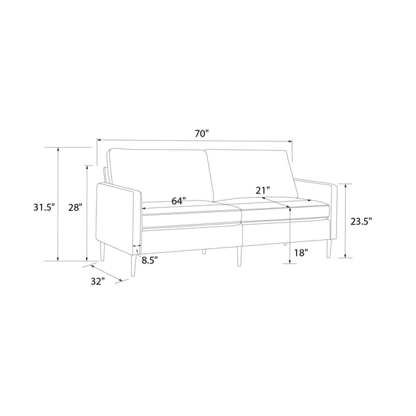 Ameriwood Home RealRooms Ellie 3-Seater Velvet Sofa
