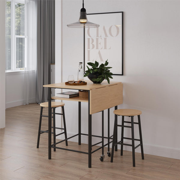 Ameriwood Home RealRooms Jace Kitchen Pub Set With Drop Leaf