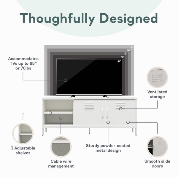 Ameriwood Home RealRooms Mission District Metal Locker-Style TV Stand For TVs Up To 65"