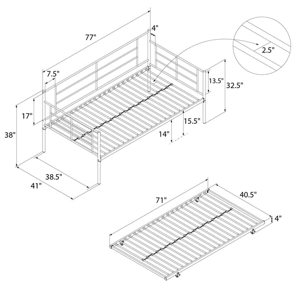 Ameriwood Home RealRooms Praxis Metal Daybed With Trundle