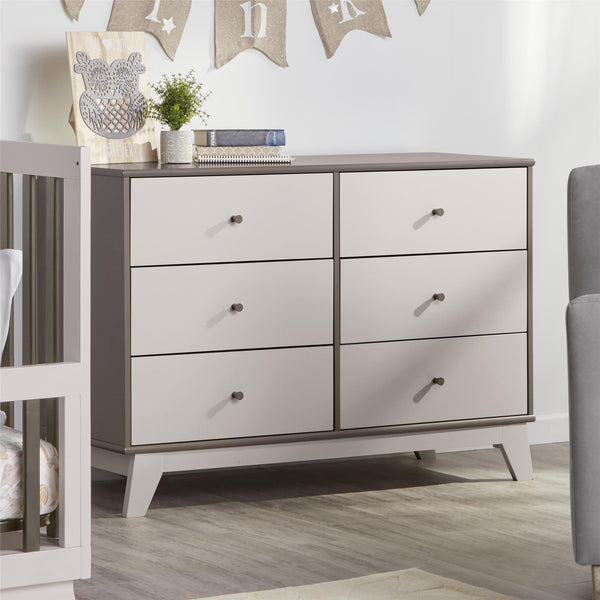 Ameriwood Home Rowan Valley Flint 6 Drawer Dresser Two-Tone Gray