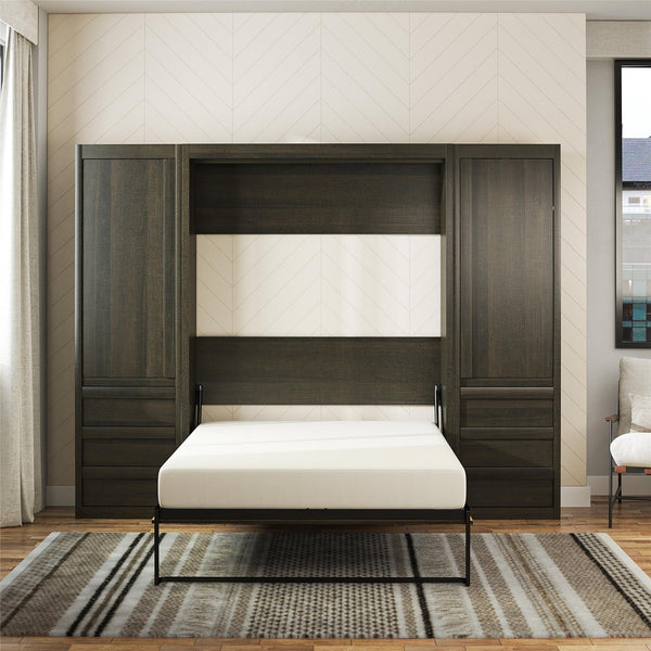 Ameriwood Home Signature Sleep Paramount Murphy Bed With Armoire Cabinets