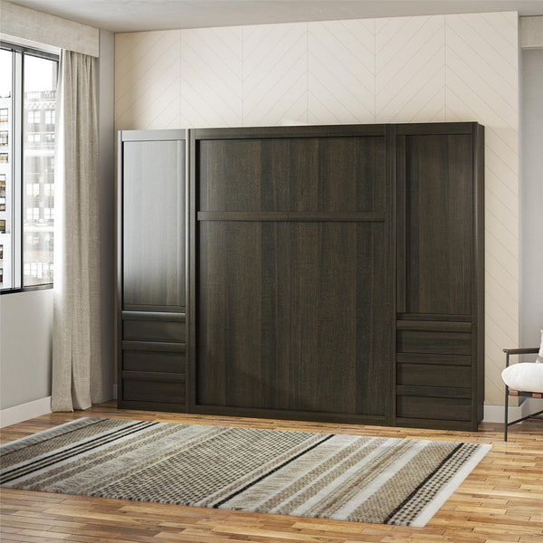 Ameriwood Home Signature Sleep Paramount Murphy Bed With Armoire Cabinets