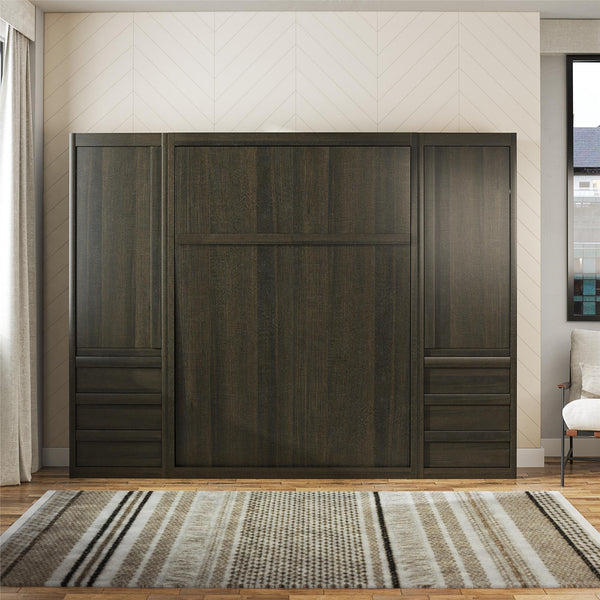 Ameriwood Home Signature Sleep Paramount Murphy Bed With Armoire Cabinets