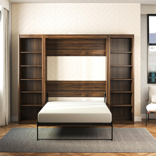 Ameriwood Home Signature Sleep Paramount Murphy Bed With Bookcase Cabinets