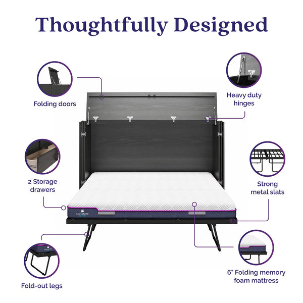 Ameriwood Home Signature Sleep Paramount Tri-Fold Cabinet Bed