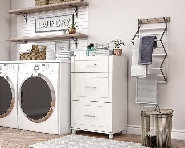 Ameriwood Home Systembuild Evolution Callahan 24" 3 Drawer Base Cabinet White