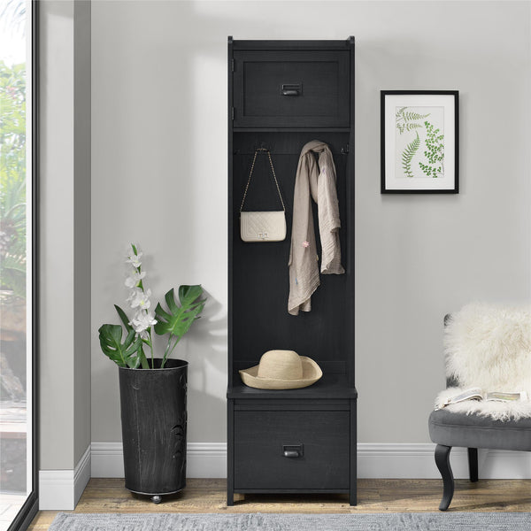Ameriwood Home Systembuild Evolution Farmington Entryway Hall Tree With Storage Bench