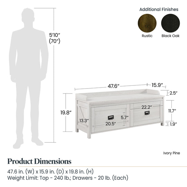 Ameriwood Home Systembuild Evolution Farmington Entryway Storage Bench
