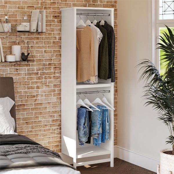 Ameriwood Home Systembuild Evolution Luxe 2-Shelf Double Clothing Rod Closet Tower