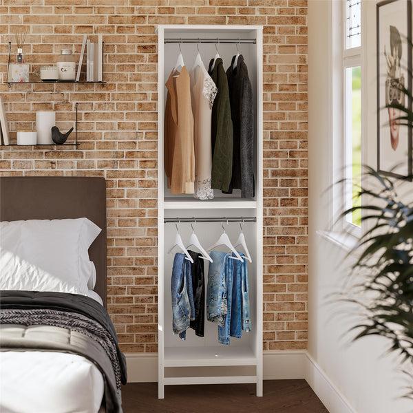 Ameriwood Home Systembuild Evolution Luxe 2-Shelf Double Clothing Rod Closet Tower