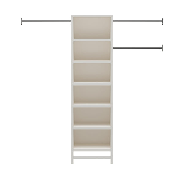 Ameriwood Home Systembuild Evolution Luxe 6-Shelf Closet Tower With 3 Adjustable Clothing Rods