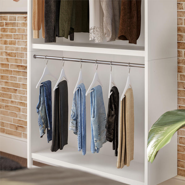 Ameriwood Home Systembuild Evolution Luxe Extra Wide 2-Shelf Double Clothing Rod Closet Tower
