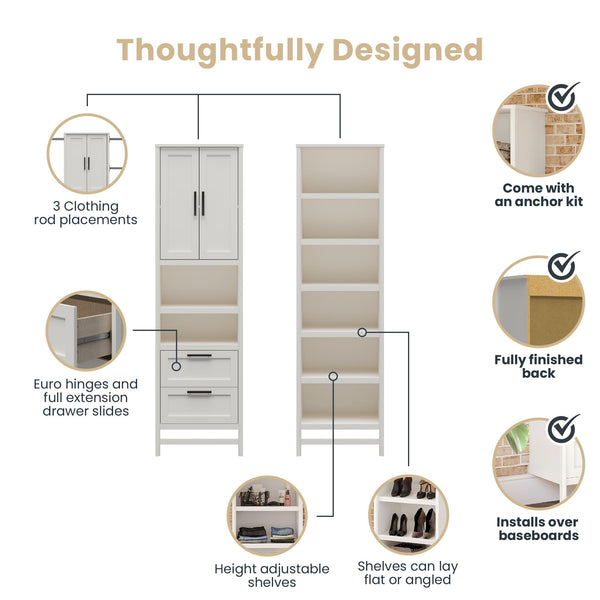 Ameriwood Home Systembuild Evolution Luxe Wardrobe Closet Organizer 2-Piece Bundle