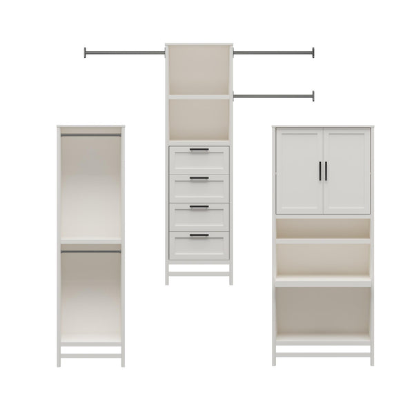 Ameriwood Home Systembuild Evolution Luxe Wardrobe Closet Organizer With Vanity 3-Piece Bundle